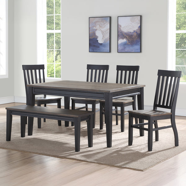 Steve Silver Furniture - Raven Noir 6 Piece Dining Set - Dark Brown|Black Wood - Dining Room Sets