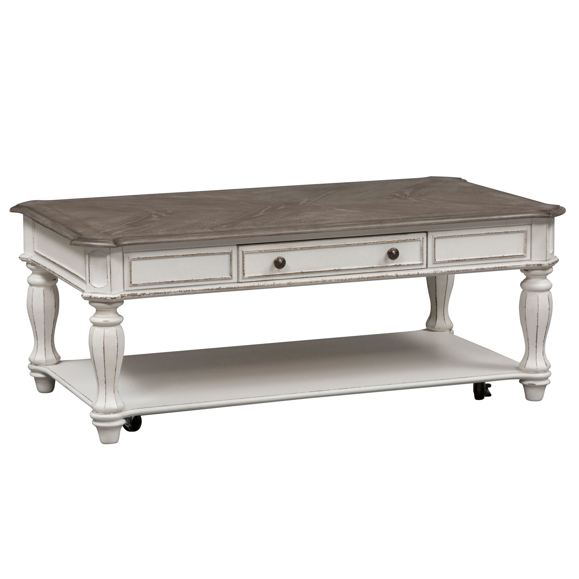 Liberty Furniture - Magnolia Manor Rectangular Cocktail Table - White|Dark Brown Wood - Tables - Additional View 2