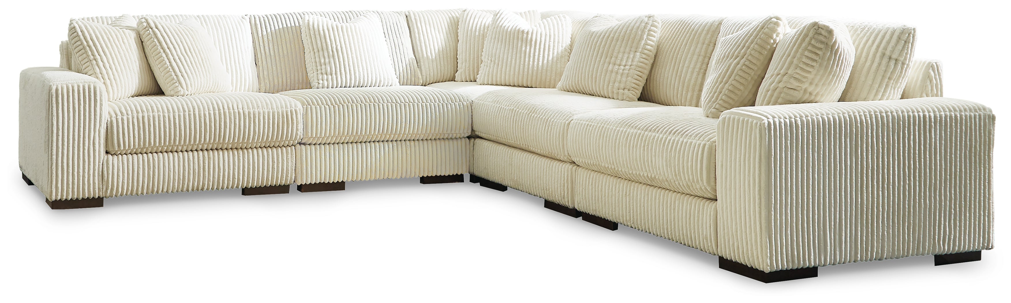 Ashley Furniture - LINDYN IVORY 5PC SECTIONAL - Beige Fabric - Sectionals