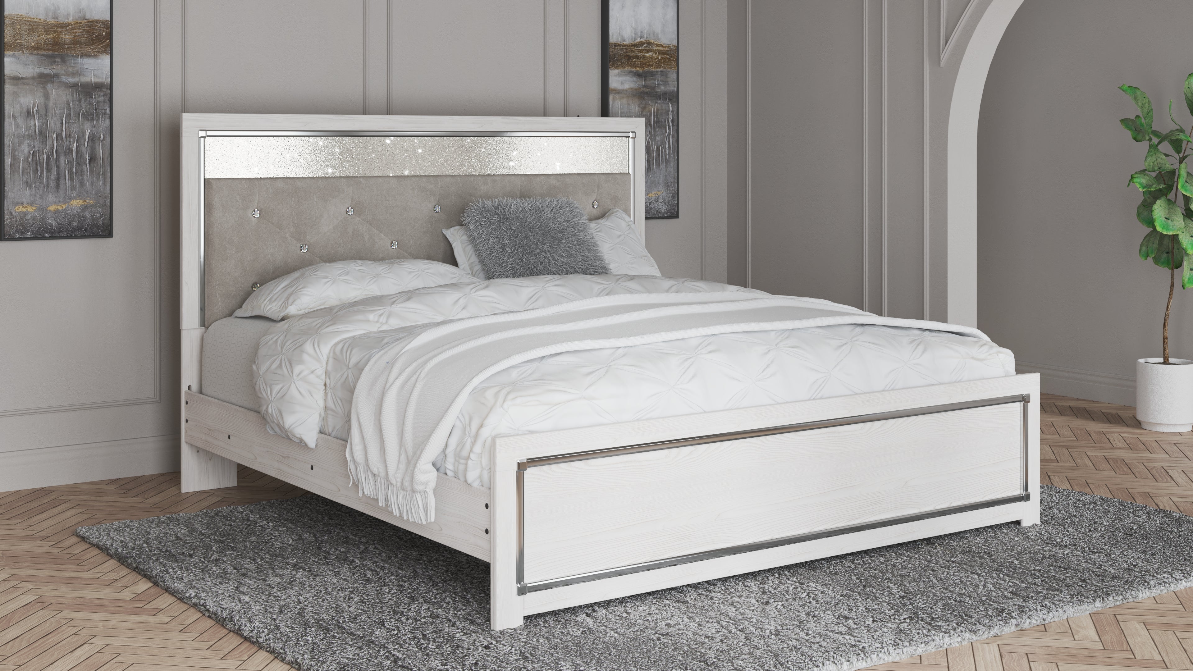 Ashley Furniture - Altyra King Panel Bed - White Wood - Beds - Additional View 2