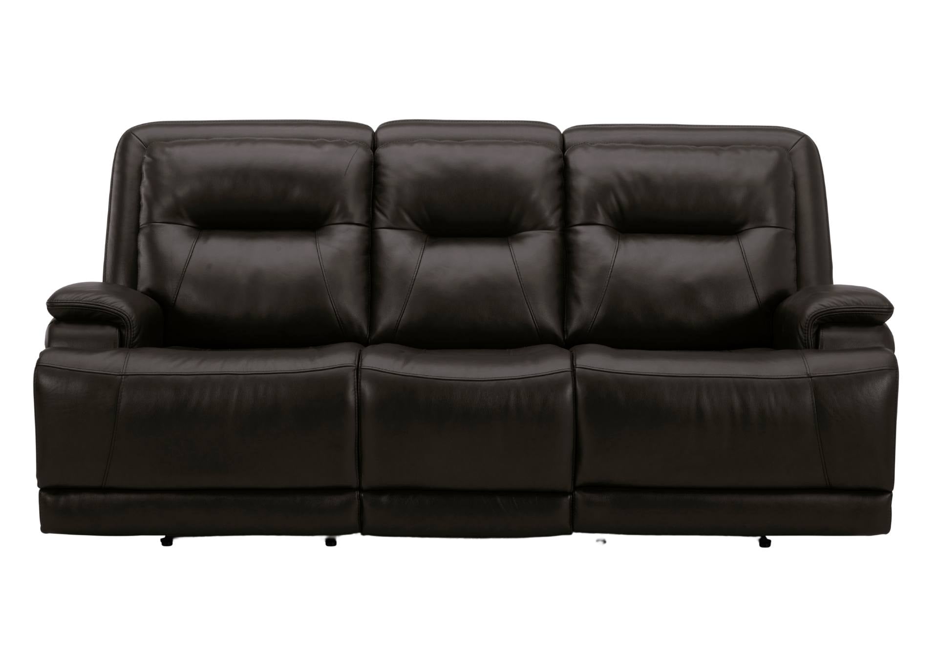 BROCKTON CHARCOAL LEATHER 3P POWER SOFA WITH POWER HEADREST AND LUMBAR