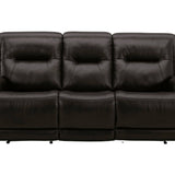 BROCKTON CHARCOAL LEATHER 3P POWER SOFA WITH POWER HEADREST AND LUMBAR