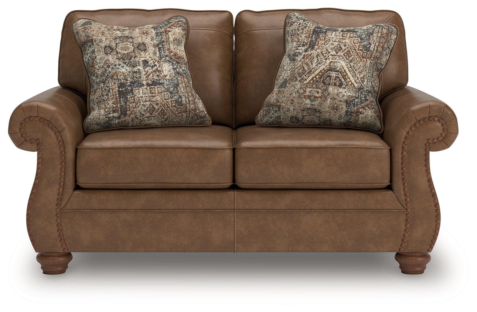 Ashley Furniture - Shadsburne Loveseat - Earth - Dark Brown Faux Leather - Loveseats