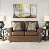 Ashley Furniture - Shadsburne Loveseat - Earth - Dark Brown Faux Leather - Loveseats - Additional View 1