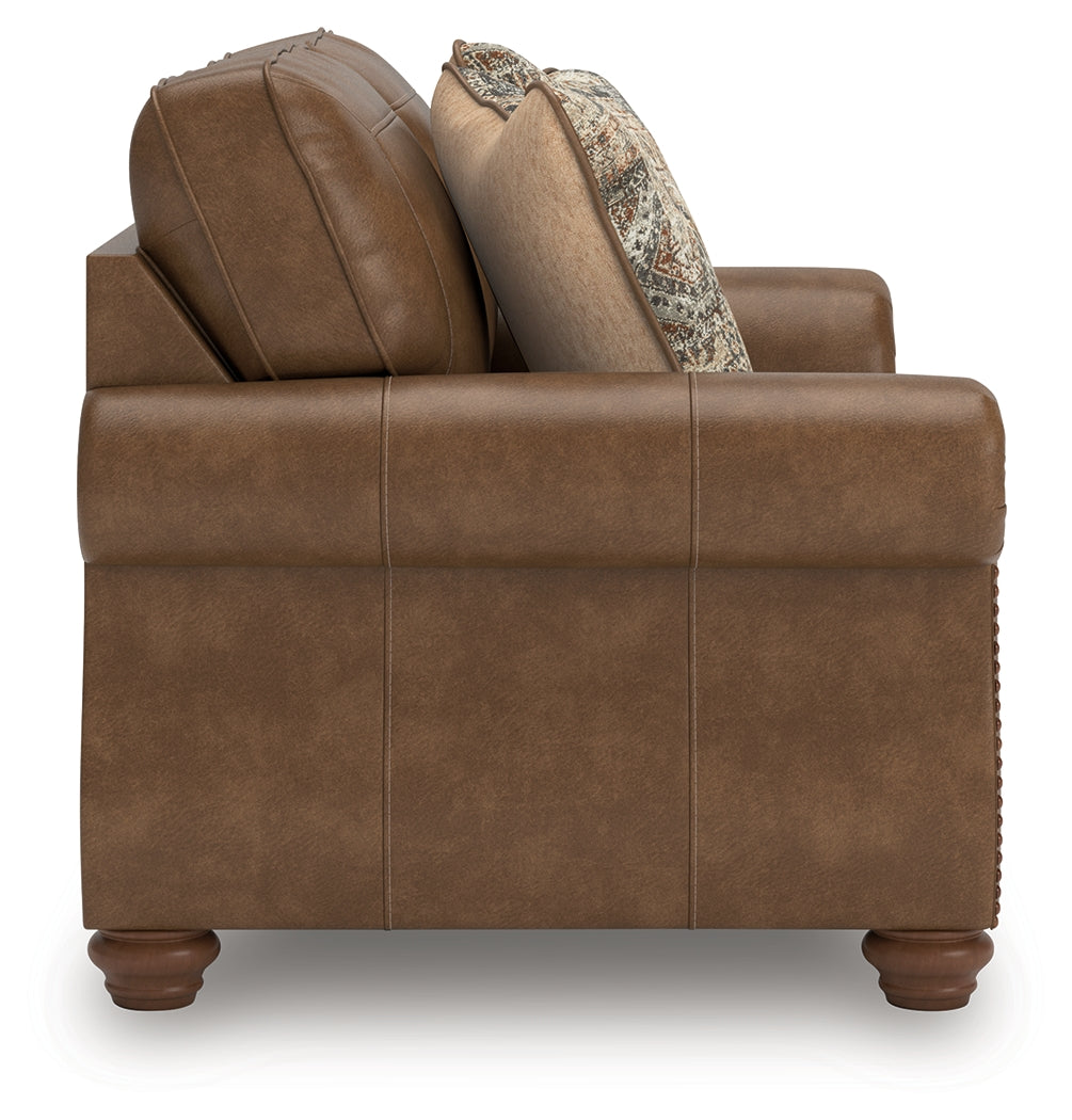 Ashley Furniture - Shadsburne Loveseat - Earth - Dark Brown Faux Leather - Loveseats - Additional View 3