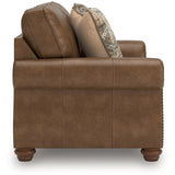 Ashley Furniture - Shadsburne Loveseat - Earth - Dark Brown Faux Leather - Loveseats - Additional View 3
