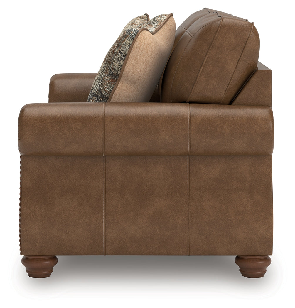 Ashley Furniture - Shadsburne Loveseat - Earth - Dark Brown Faux Leather - Loveseats - Additional View 5