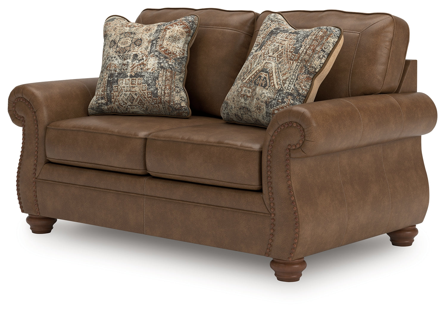 Ashley Furniture - Shadsburne Loveseat - Earth - Dark Brown Faux Leather - Loveseats - Additional View 6