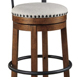 Ashley Furniture - Valebeck 30" Swivel Barstool - Brown - Dark Brown Fabric|Metal|Wood - Stools
