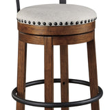 Ashley Furniture - Valebeck 30" Swivel Barstool - Brown - Dark Brown Fabric|Metal|Wood - Stools
