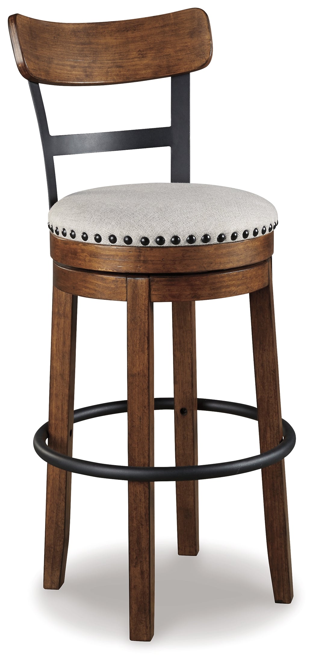 Ashley Furniture - Valebeck 30" Swivel Barstool - Brown - Dark Brown Fabric|Metal|Wood - Stools
