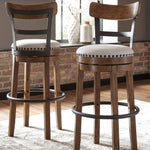 Ashley Furniture - Valebeck 30" Swivel Barstool - Brown - Dark Brown Fabric|Metal|Wood - Stools - Additional View 1