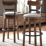 Ashley Furniture - Valebeck 30" Swivel Barstool - Brown - Dark Brown Fabric|Metal|Wood - Stools - Additional View 1