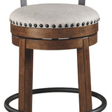 Ashley Furniture - Valebeck 30" Swivel Barstool - Brown - Dark Brown Fabric|Metal|Wood - Stools - Additional View 2