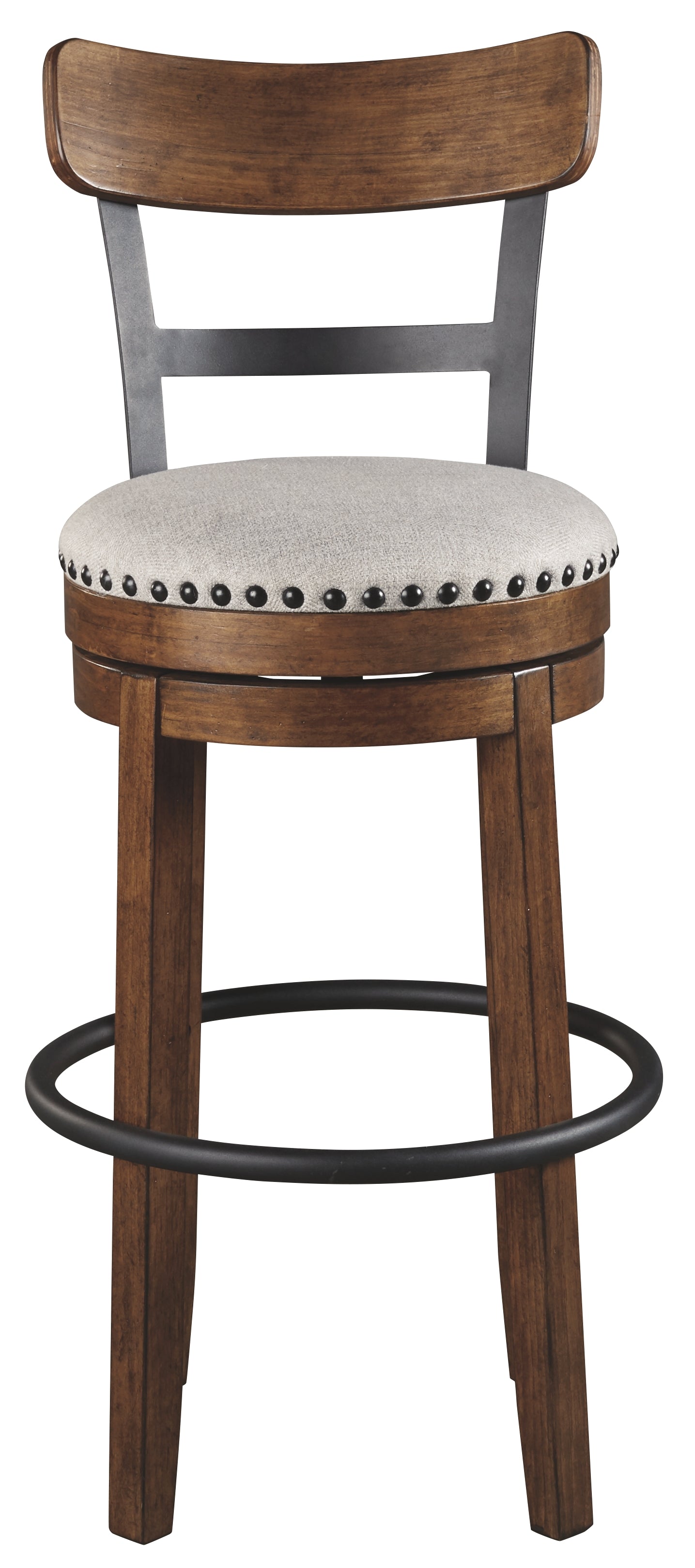 Ashley Furniture - Valebeck 30" Swivel Barstool - Brown - Dark Brown Fabric|Metal|Wood - Stools - Additional View 2