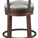 Ashley Furniture - Valebeck 30" Swivel Barstool - Brown - Dark Brown Fabric|Metal|Wood - Stools - Additional View 4