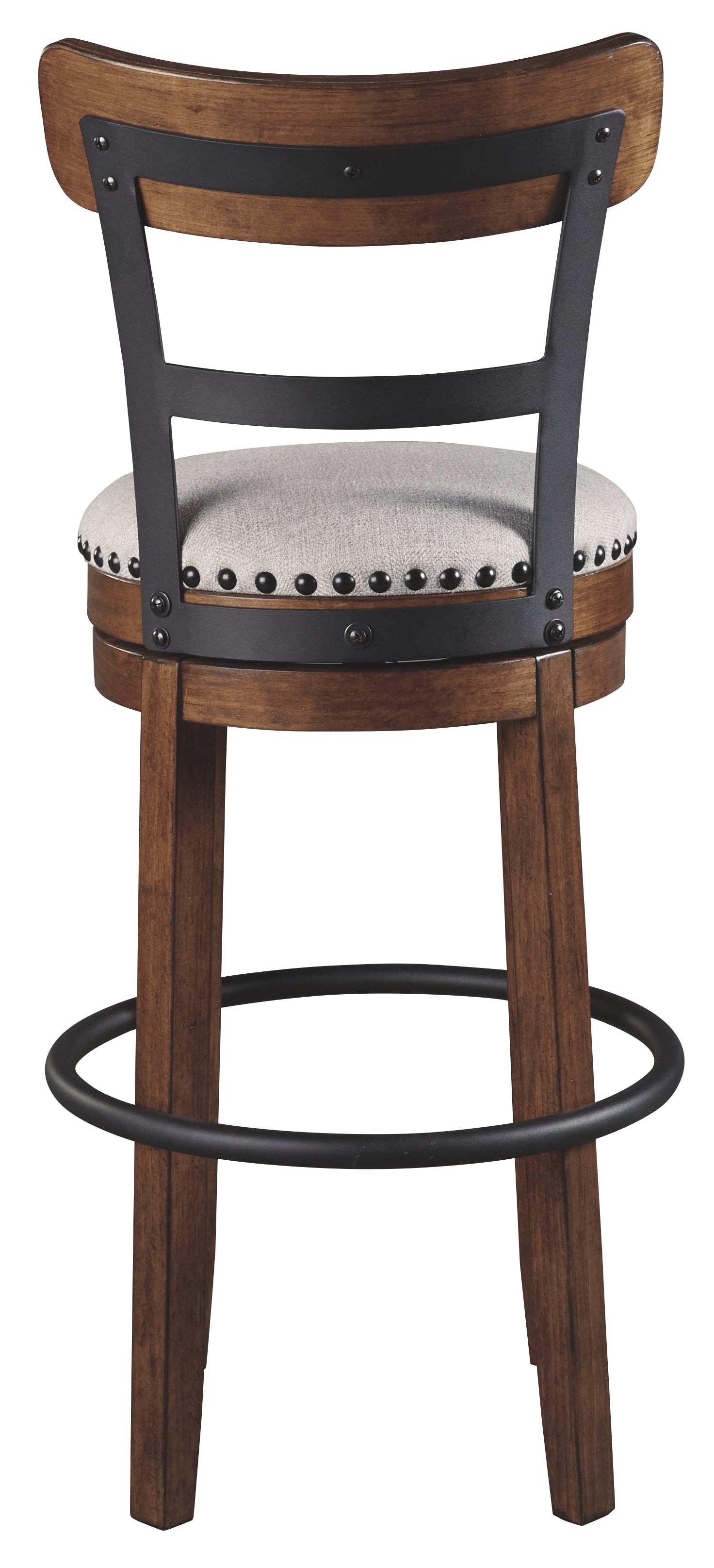 Ashley Furniture - Valebeck 30" Swivel Barstool - Brown - Dark Brown Fabric|Metal|Wood - Stools - Additional View 4