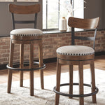Ashley Furniture - Valebeck 30" Swivel Barstool - Brown - Dark Brown Fabric|Metal|Wood - Stools - Additional View 5
