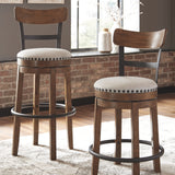 Ashley Furniture - Valebeck 30" Swivel Barstool - Brown - Dark Brown Fabric|Metal|Wood - Stools - Additional View 5