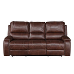 Steve Silver Furniture - Keily Reclining Sofa With Drop Down Table - Brown - Dark Brown Faux Leather - Sofas