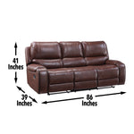 Steve Silver Furniture - Keily Reclining Sofa With Drop Down Table - Brown - Dark Brown Faux Leather - Sofas - Additional View 1