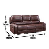 Steve Silver Furniture - Keily Reclining Sofa With Drop Down Table - Brown - Dark Brown Faux Leather - Sofas - Additional View 1
