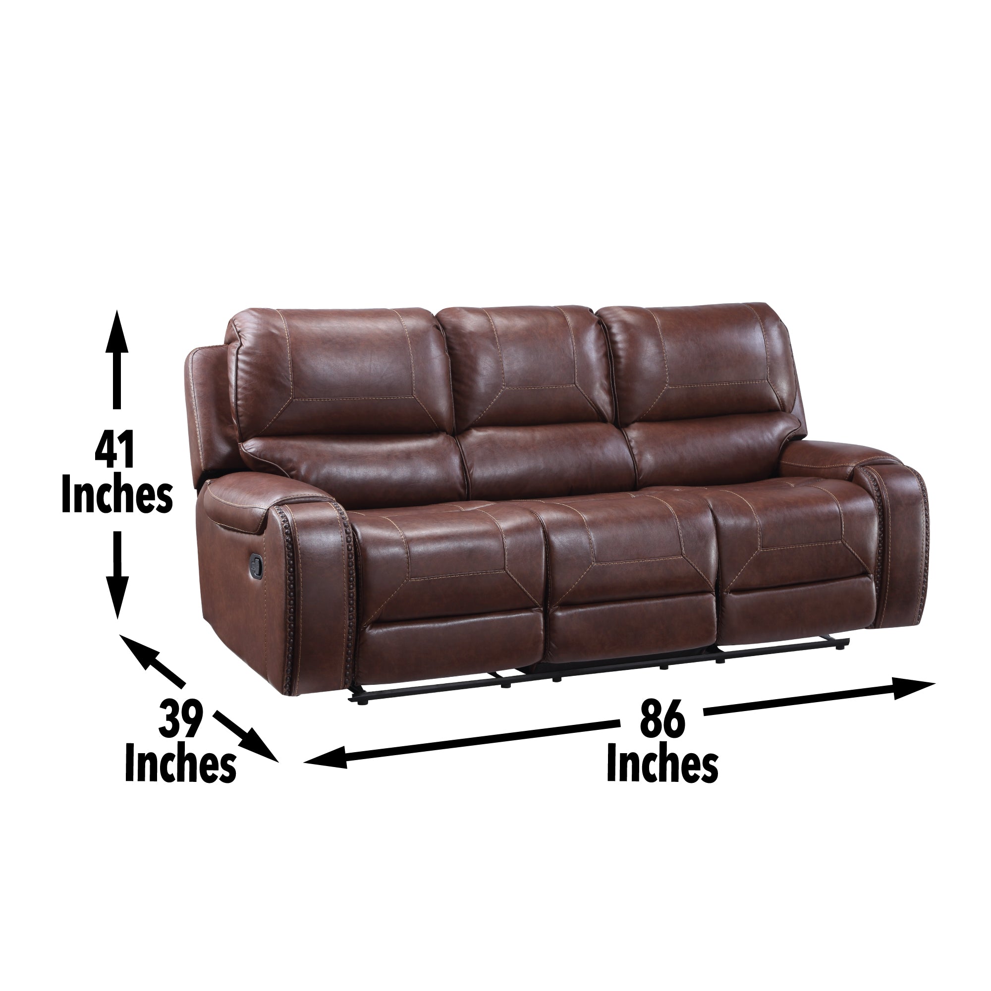 Steve Silver Furniture - Keily Reclining Sofa With Drop Down Table - Brown - Dark Brown Faux Leather - Sofas - Additional View 1