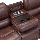 Steve Silver Furniture - Keily Reclining Sofa With Drop Down Table - Brown - Dark Brown Faux Leather - Sofas - Additional View 4