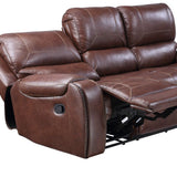 Steve Silver Furniture - Keily Reclining Sofa With Drop Down Table - Brown - Dark Brown Faux Leather - Sofas - Additional View 5