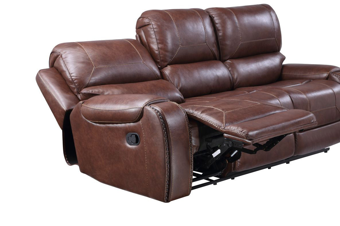 Steve Silver Furniture - Keily Reclining Sofa With Drop Down Table - Brown - Dark Brown Faux Leather - Sofas - Additional View 5