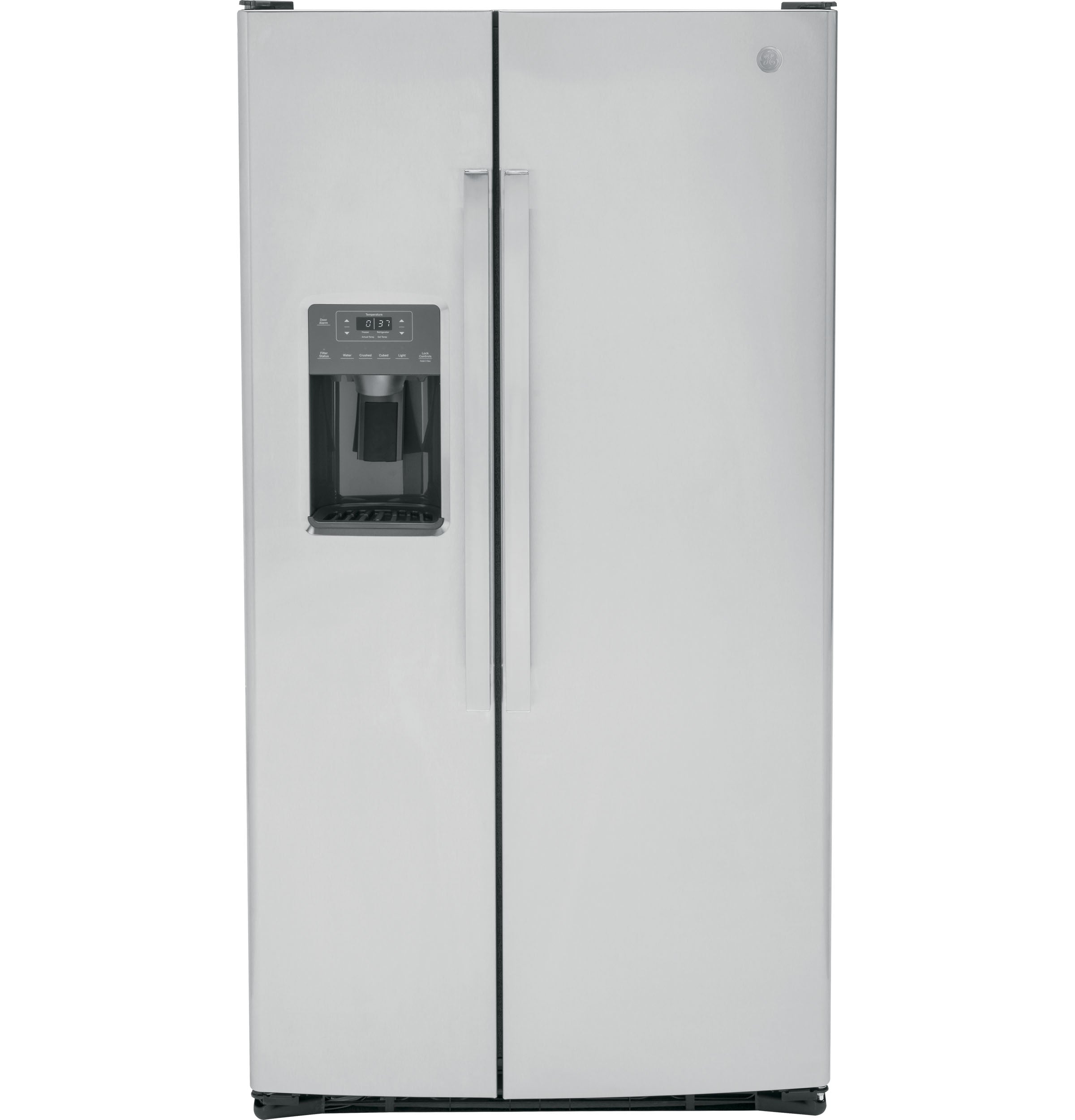 GE STAINLESS SIDE BY SIDE 25.3CU REFRIGERATOR - Pearl Silver - Refrigerators