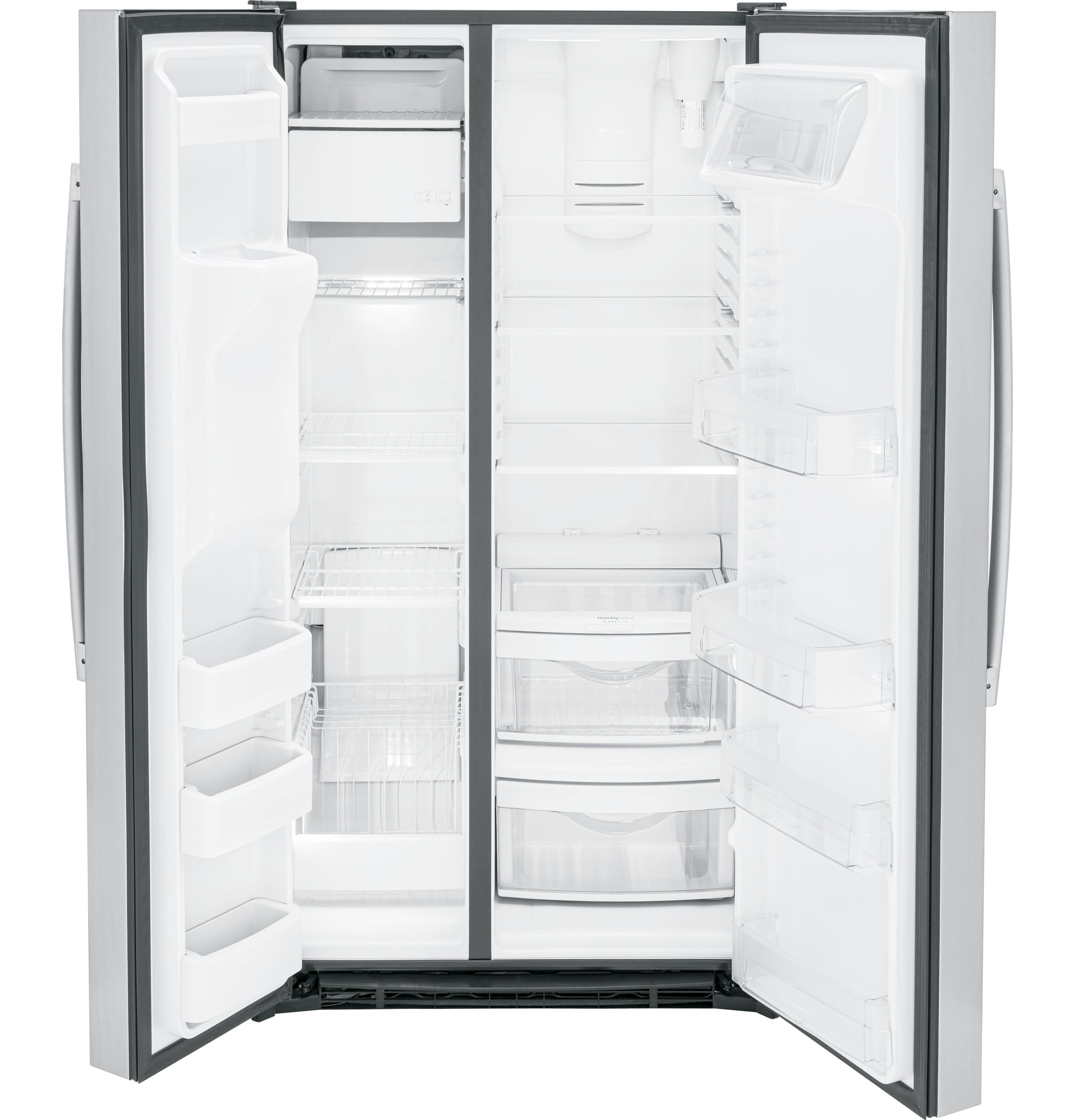 GE STAINLESS SIDE BY SIDE 25.3CU REFRIGERATOR - Pearl Silver - Refrigerators - Additional View 2