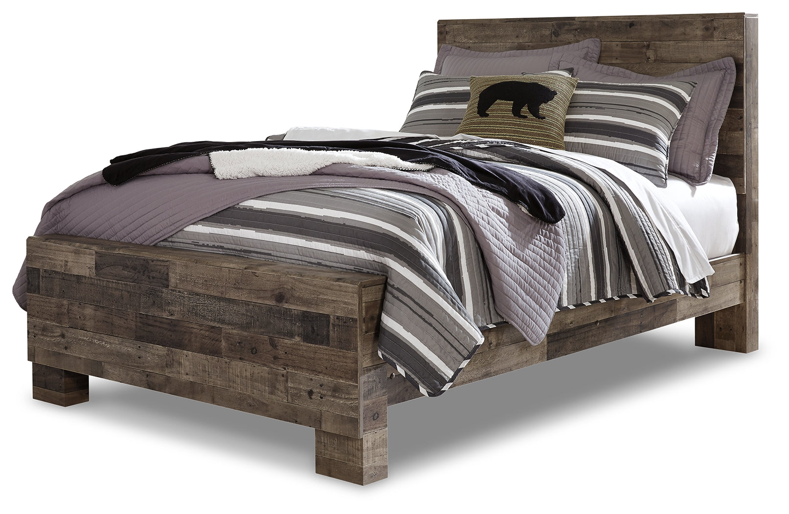 Ashley Furniture - Derekson Full Panel Bed - Grey - Dark Gray Wood - Beds