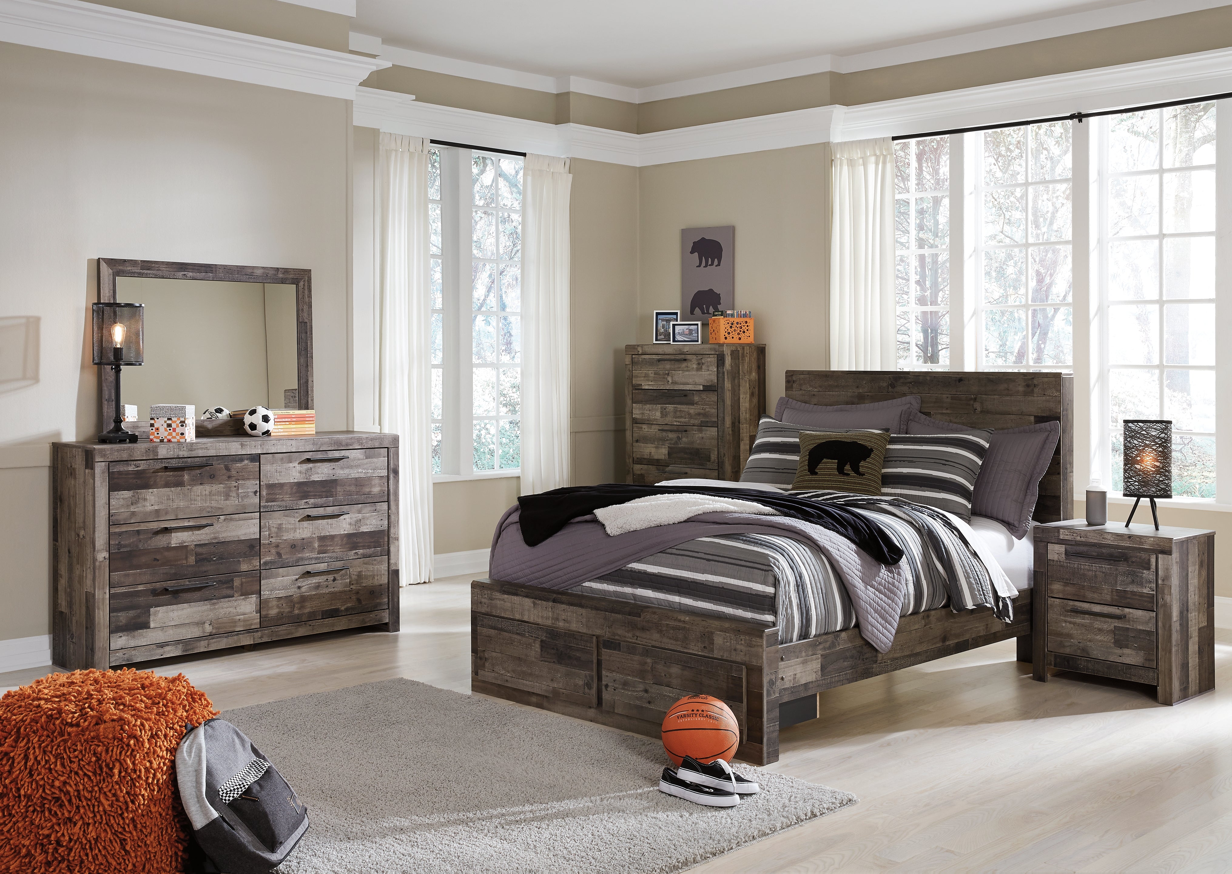 Ashley Furniture - Derekson Full Panel Bed - Grey - Dark Gray Wood - Beds - Additional View 3