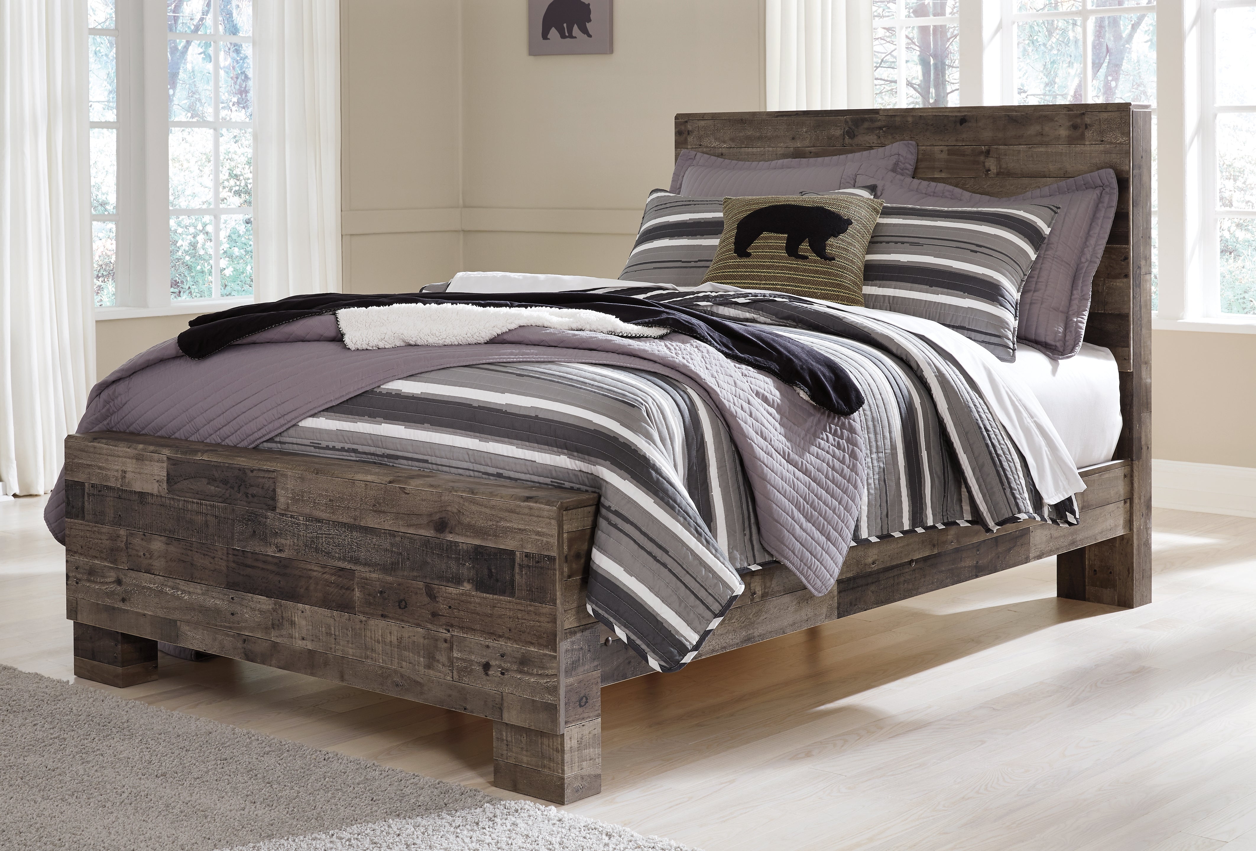 Ashley Furniture - Derekson Full Panel Bed - Grey - Dark Gray Wood - Beds - Additional View 4