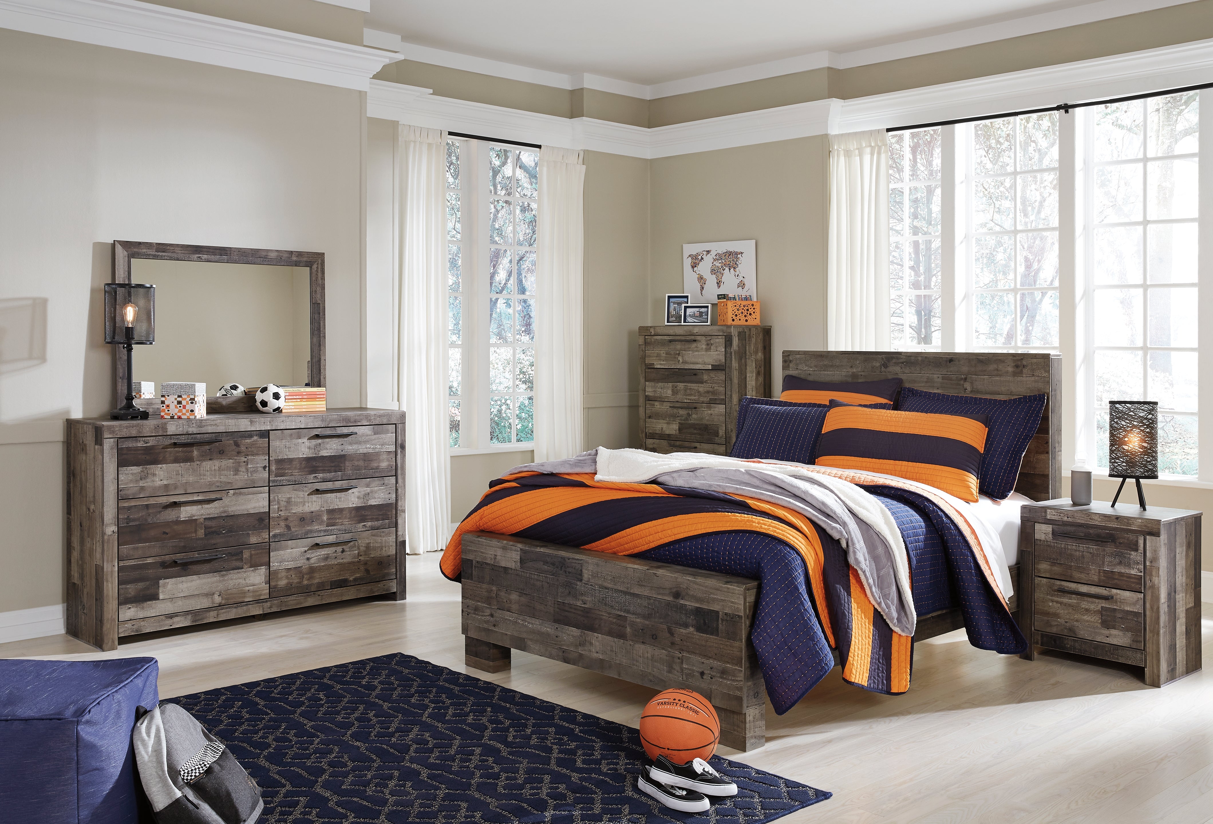 Ashley Furniture - Derekson Full Panel Bed - Grey - Dark Gray Wood - Beds - Additional View 5