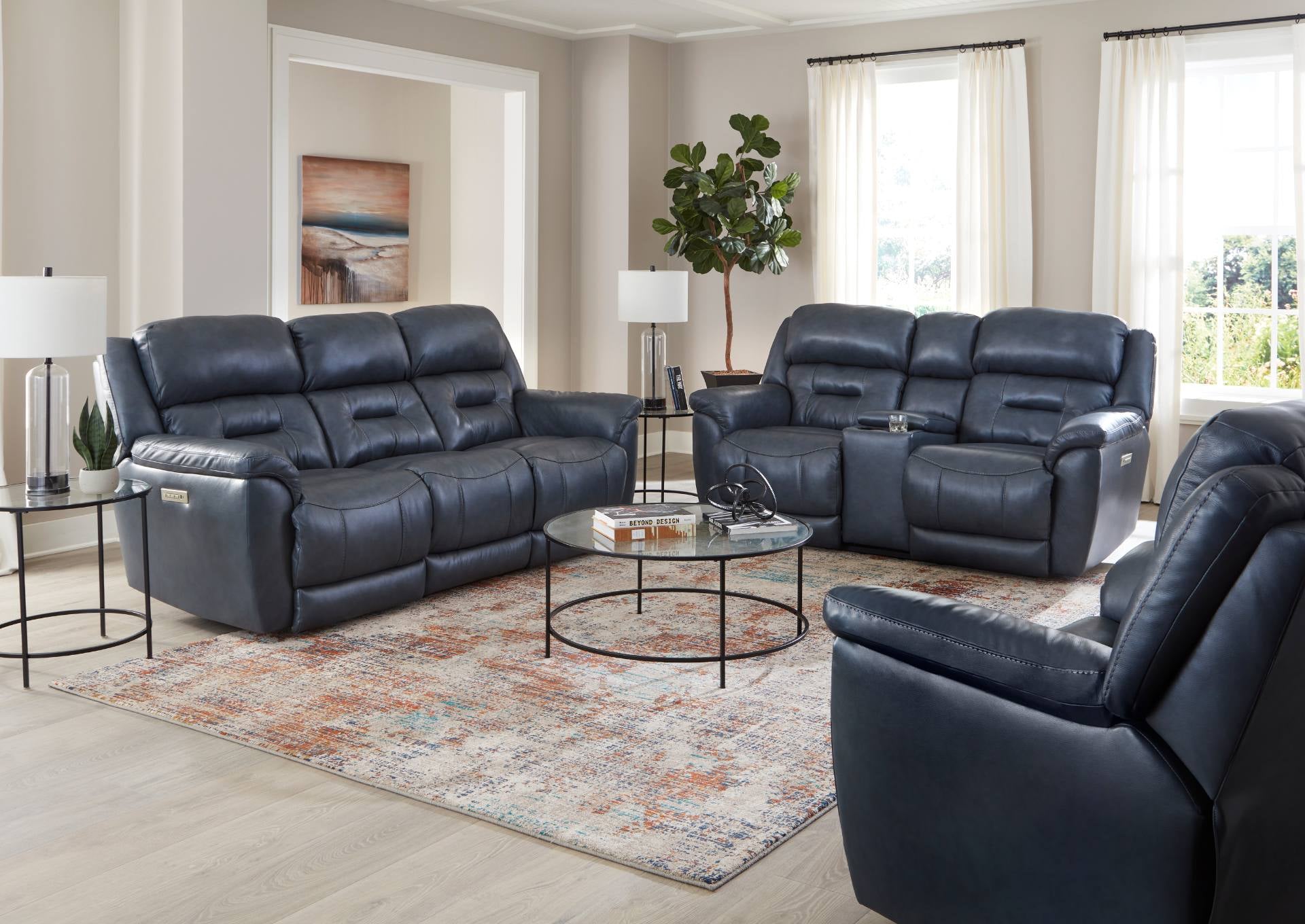 Laredo Leather Power Sofa - Midnight - Additional View 2