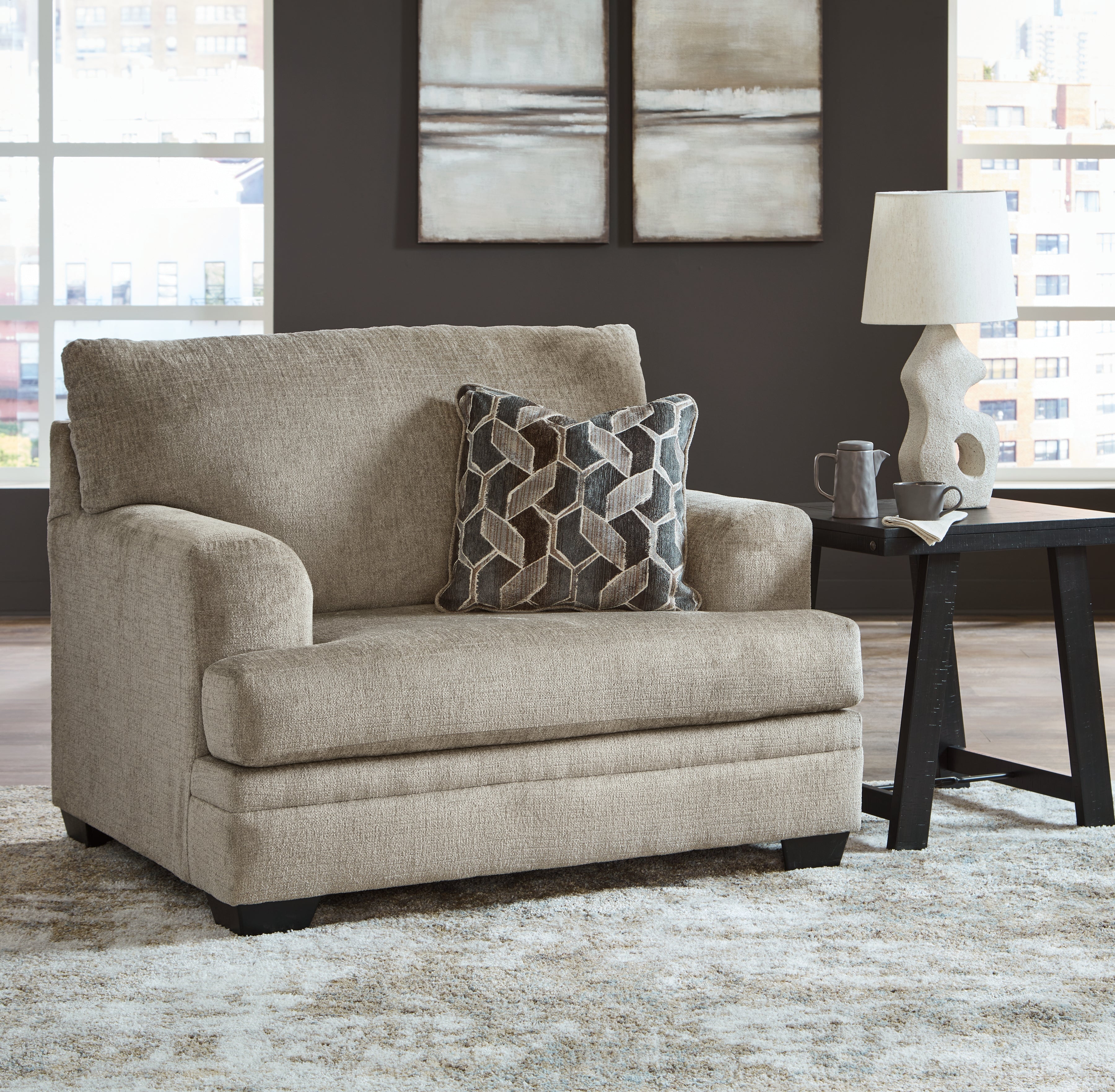 Ashley Furniture - Stonemeade Oversized Chair - Taupe - Light Brown Fabric - Chairs - Additional View 1