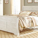 Ashley Furniture - WILLOWTON QUEEN BED SLEIGH WHITE - Beige Wood - Beds - Additional View 2
