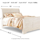 Ashley Furniture - WILLOWTON QUEEN BED SLEIGH WHITE - Beige Wood - Beds - Additional View 3