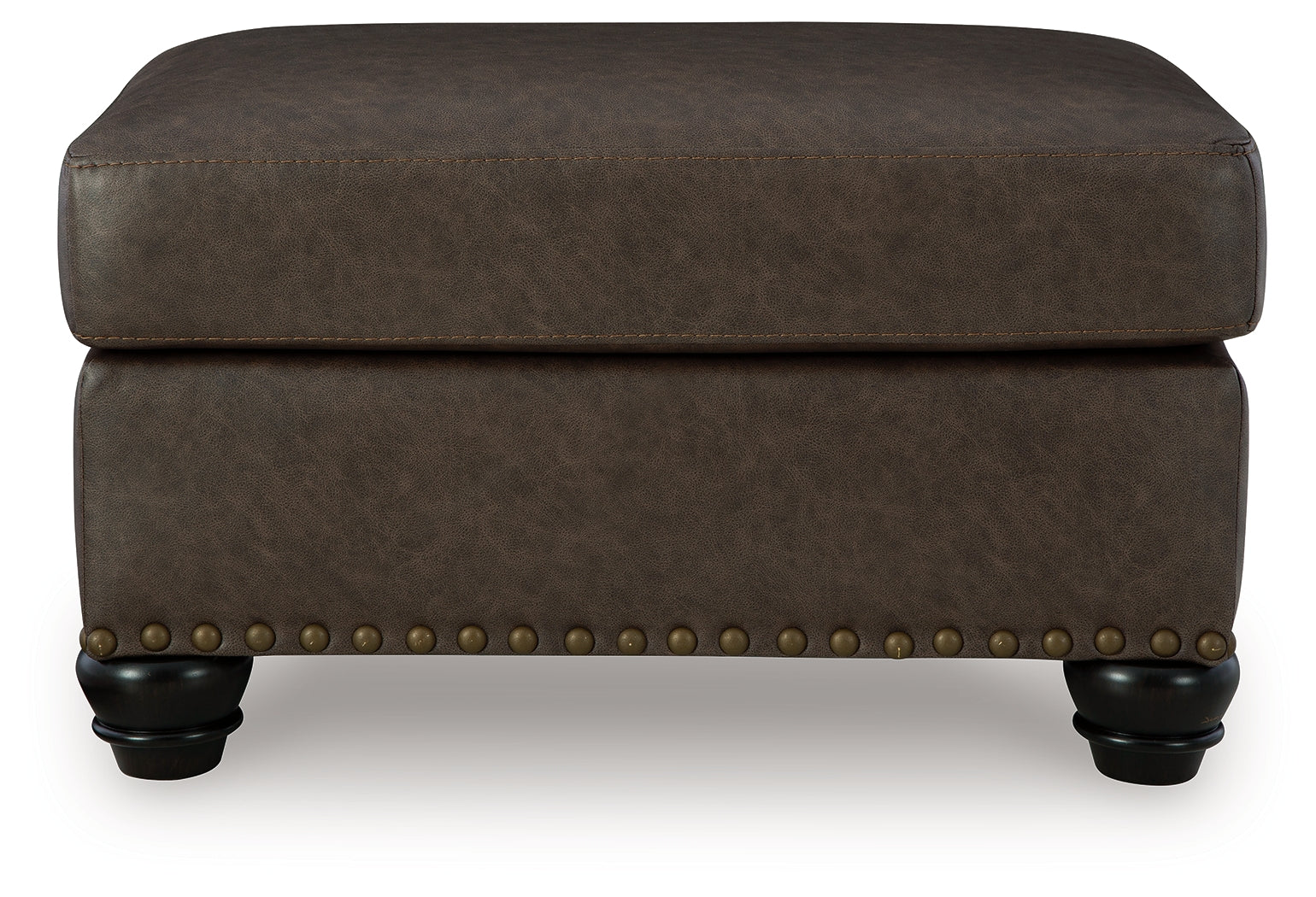 Ashley Furniture - ROXMERE UMBER OTTOMAN - Dark Brown Faux Leather - Ottomans - Additional View 2