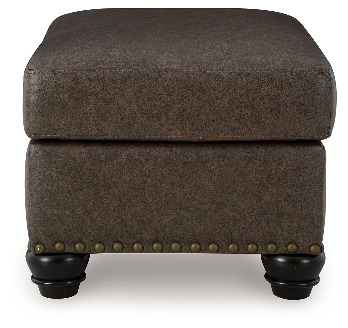 Ashley Furniture - ROXMERE UMBER OTTOMAN - Dark Brown Faux Leather - Ottomans - Additional View 3