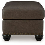 Ashley Furniture - ROXMERE UMBER OTTOMAN - Dark Brown Faux Leather - Ottomans - Additional View 3