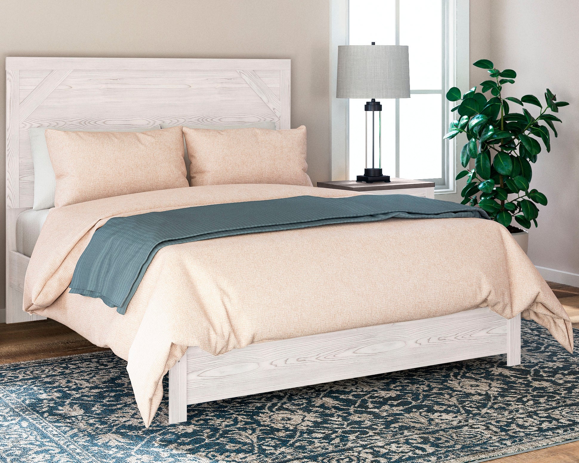 Ashley Furniture - Gerridan King Panel Bed - White Wood - Beds - Additional View 1