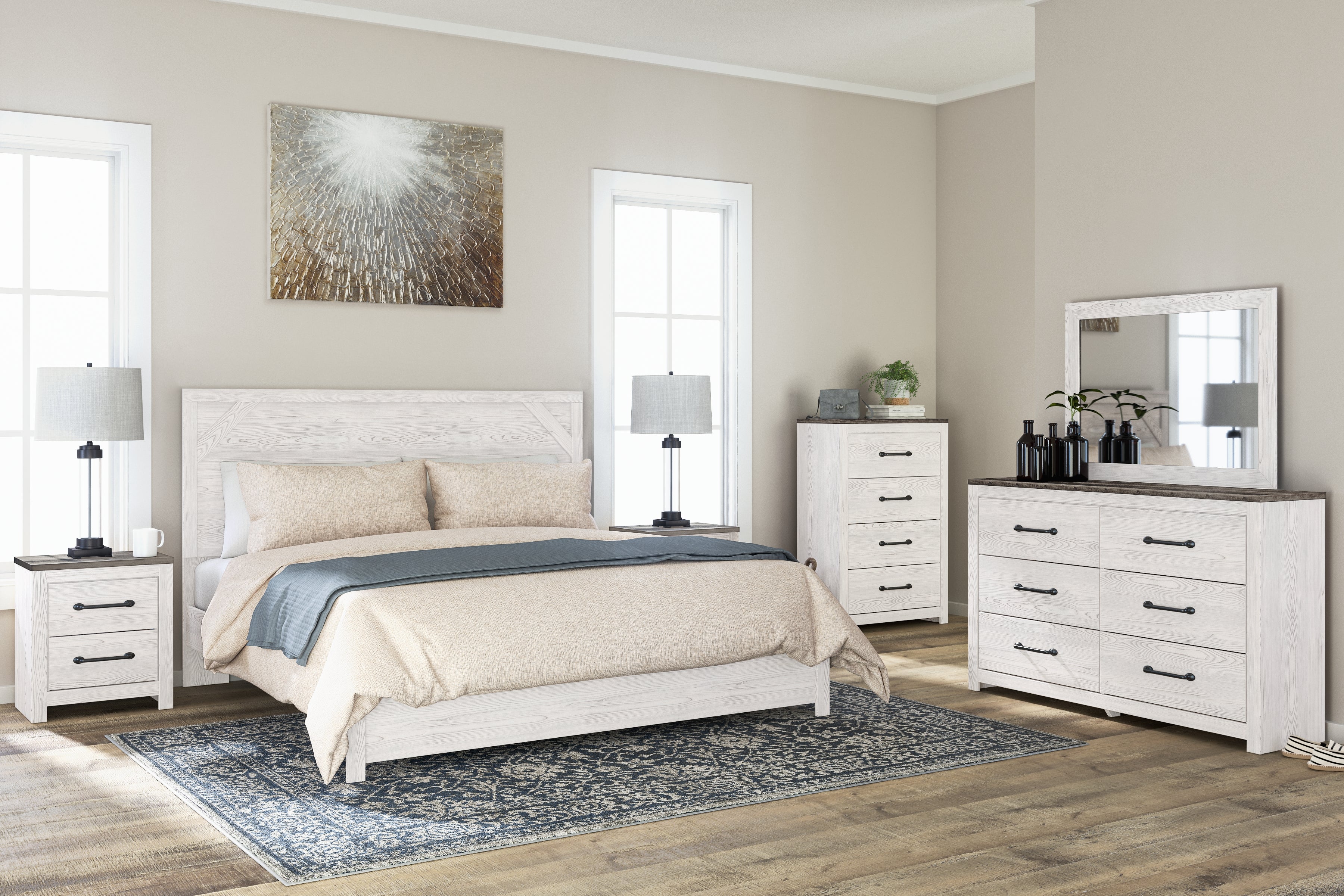 Ashley Furniture - Gerridan King Panel Bed - White Wood - Beds - Additional View 10