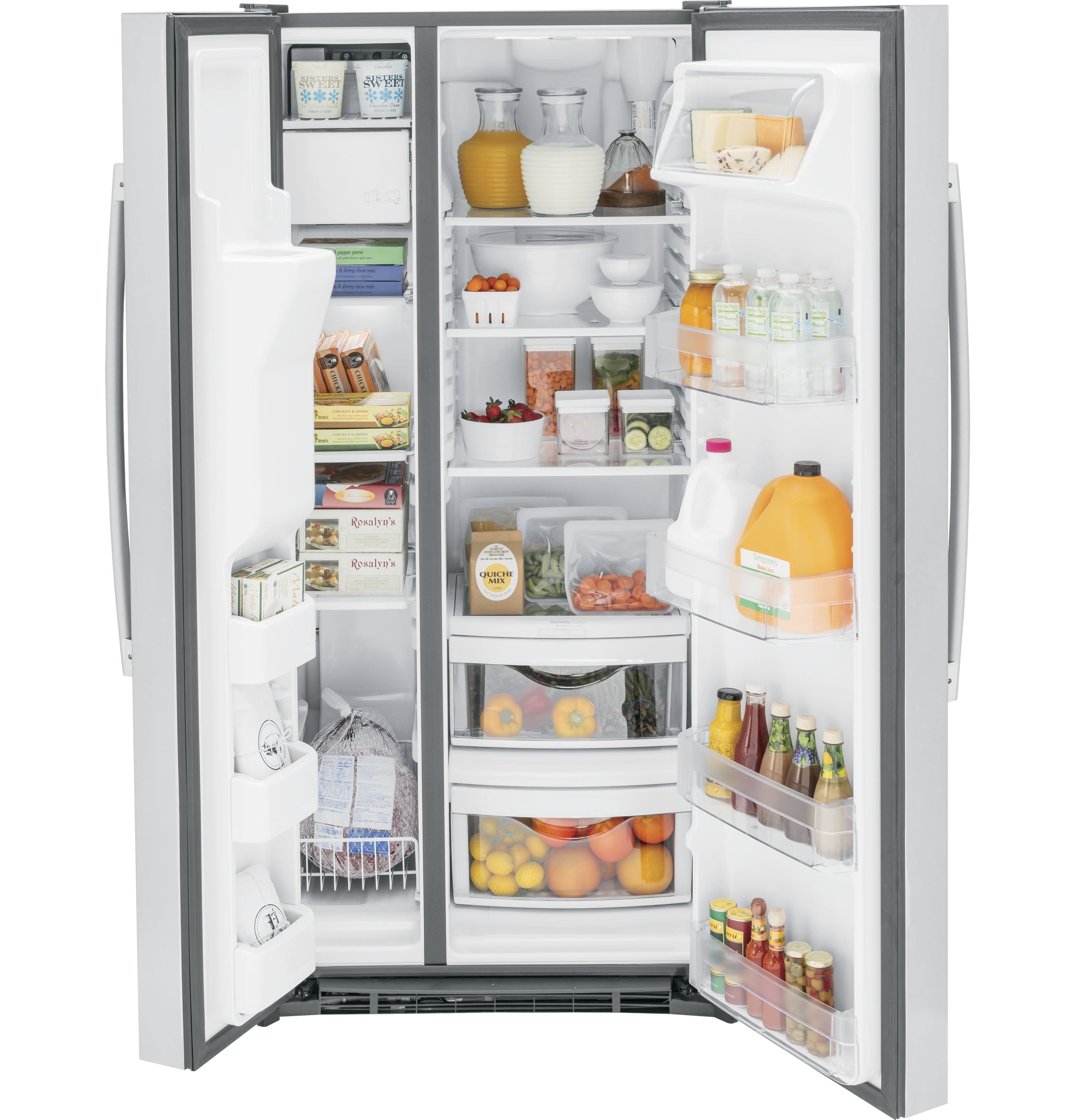 GE 23.0 Cu. Ft. Side-By-Side Refrigerator - Stainless Steel - Pearl Silver - Refrigerators - Additional View 1