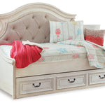 Ashley Furniture - Realyn Twin Daybed With Storage - White Wood|Fabric - Beds