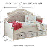 Ashley Furniture - Realyn Twin Daybed With Storage - White Wood|Fabric - Beds - Additional View 3