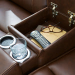 Ashley Furniture - DREAMER POWER RECLINING LOVE W/AUDIO CONSOLE - Dark Brown Leather Match - Loveseats - Additional View 8
