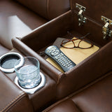 Ashley Furniture - DREAMER POWER RECLINING LOVE W/AUDIO CONSOLE - Dark Brown Leather Match - Loveseats - Additional View 8